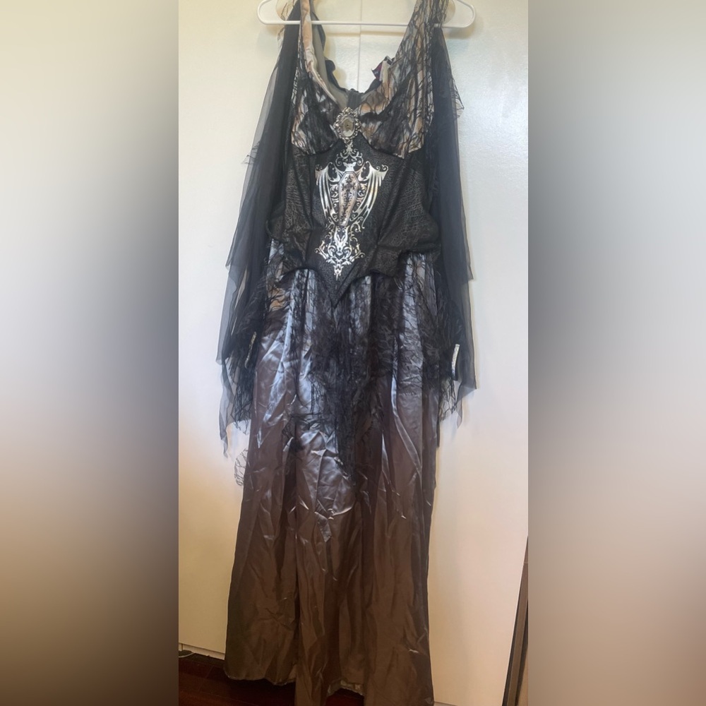 The bat queen.  Spooky.  Sexy. Chiffon “wings” and nice details.